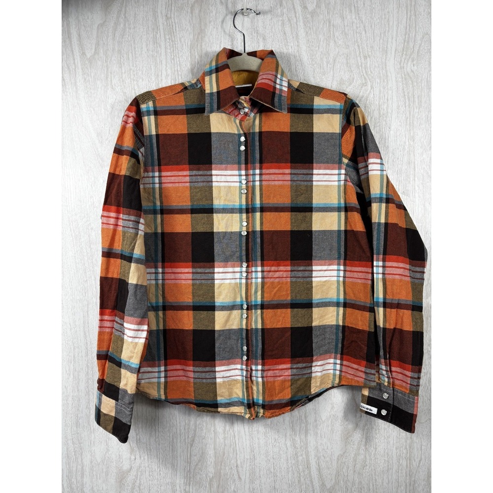 Rockies Pearl Snap Western Shirt Womens L Plaid Cotton Rodeo Cowgirl Vintage - Picture 2 of 7